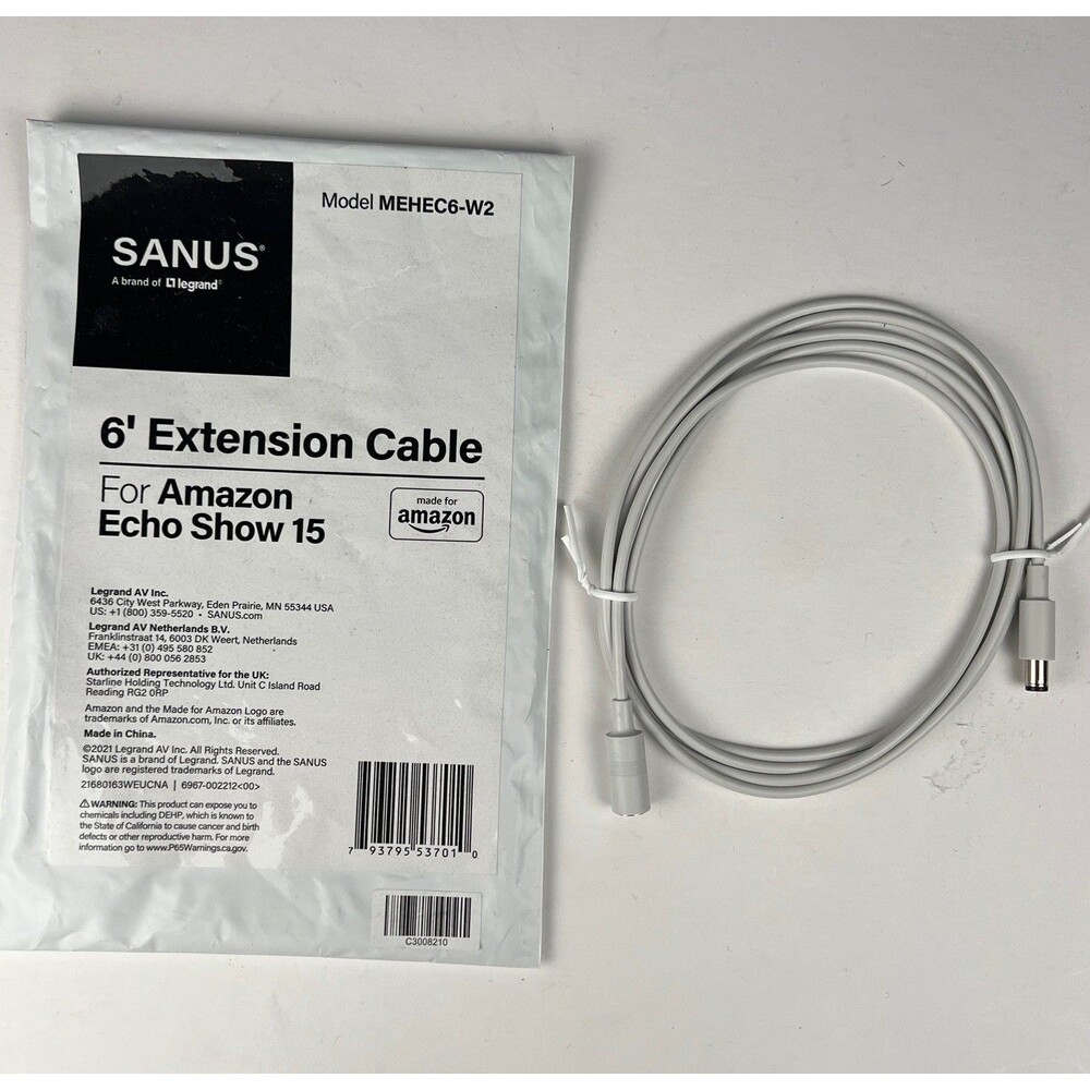 6’ Extension Power Cable for Amazon Echo Show 15 Or Echo Show 21